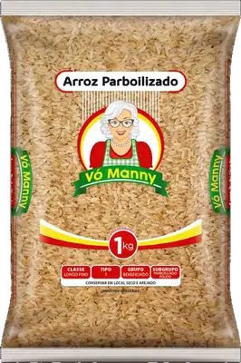 Embalagem de Arroz Parboilizado da marca Vó Manny