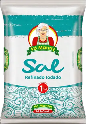 Embalagem de Sal Refinado Iodado da marca Vó Manny
